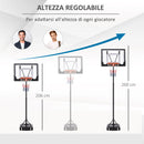 Canestro da Basket da Esterno Altezza Regolabile 160-210 cm in Acciaio con Ruote Nero