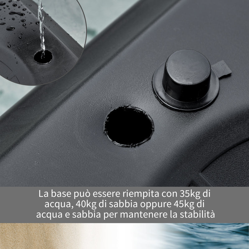 Canestro da Basket da Esterno Altezza Regolabile 160-210 cm in Acciaio con Ruote Nero