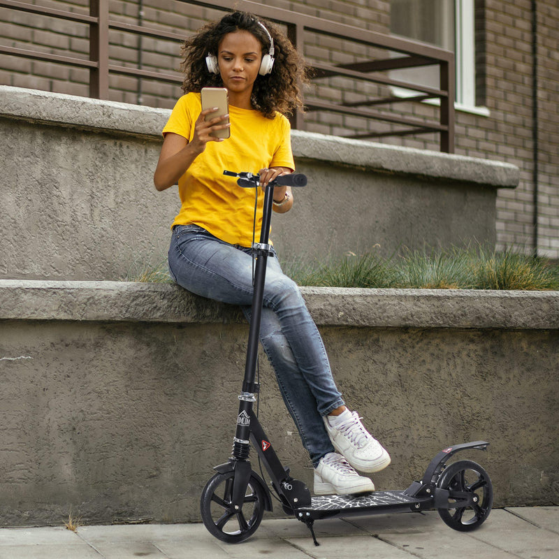 Monopattino Pieghevole 100x39x80-103,5 cm con Freno a Disco in Alluminio Nero