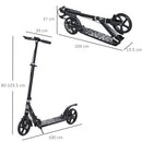 Monopattino Pieghevole 100x39x80-103,5 cm con Freno a Disco in Alluminio Nero