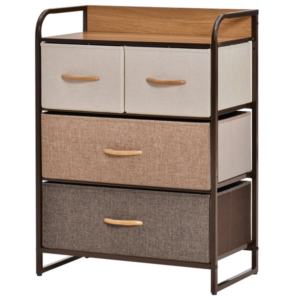 Commode 4 Tiroirs Tissu 58x29x78,5 cm Étagère Bois Rigide sconto