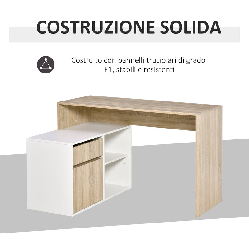 Scrivania Angolare da Ufficio 120x92x75,5 cm in Legno Rovere e Bianco