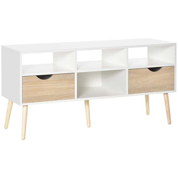 sconto Meuble TV 117x39x57 cm en Aggloméré Blanc et Chêne