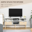 Mobile TV 117x39x57 cm in Truciolare Bianco e Rovere