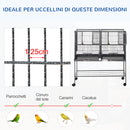 Voliera Doppia Gabbia per Uccelli 95x45,5x102 cm in Metallo con Ruote Grigia