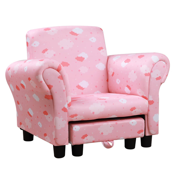 Fauteuil rembourré pour enfants 57x42x45 cm avec repose-pieds rose acquista
