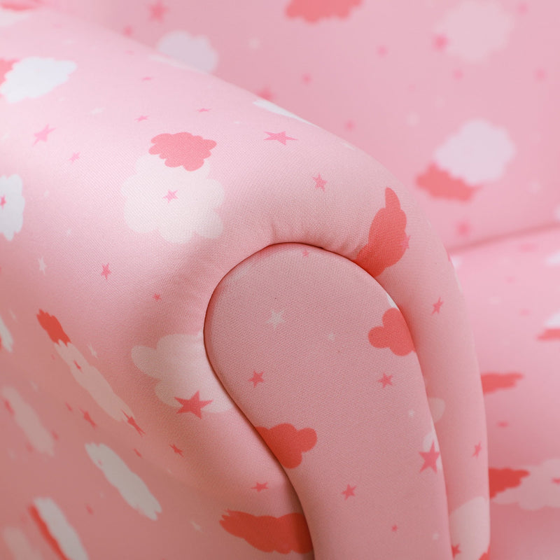 Poltroncina Imbottita per Bambini 57x42x45 cm con Poggiapiedi Rosa