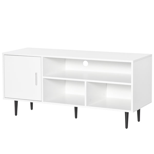 sconto Meuble TV 1 Porte 3 Etagères 120x40x55 cm en MDF Blanc
