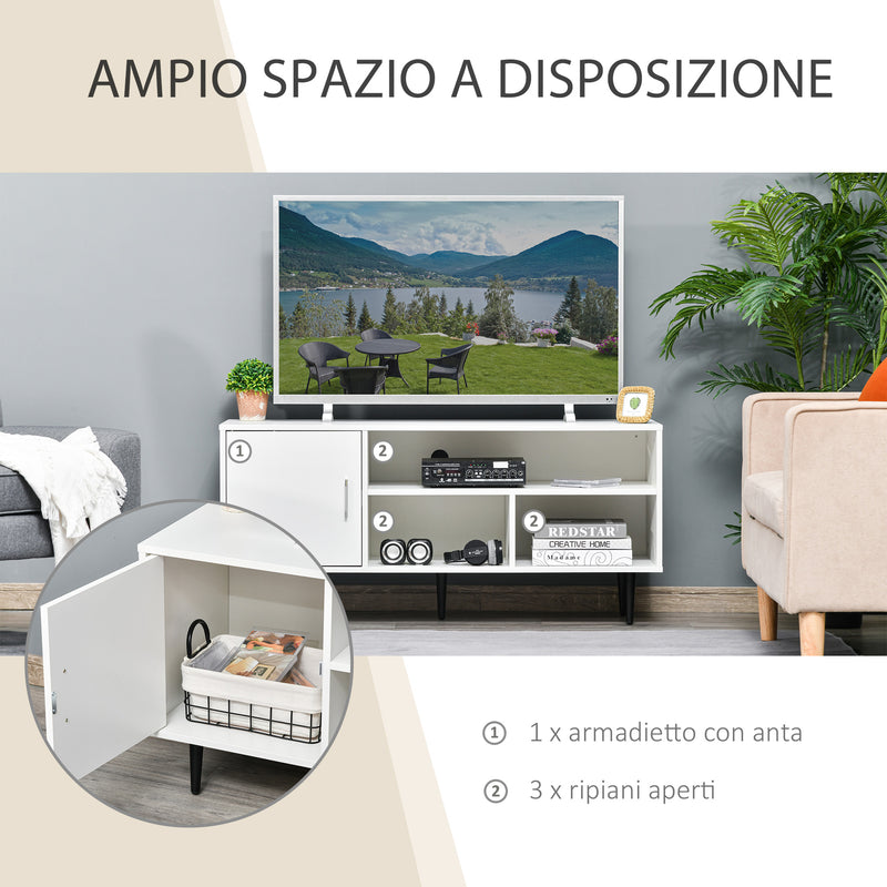 Mobile TV 1 Anta 3 Ripiani 120x40x55 cm in MDF Bianco