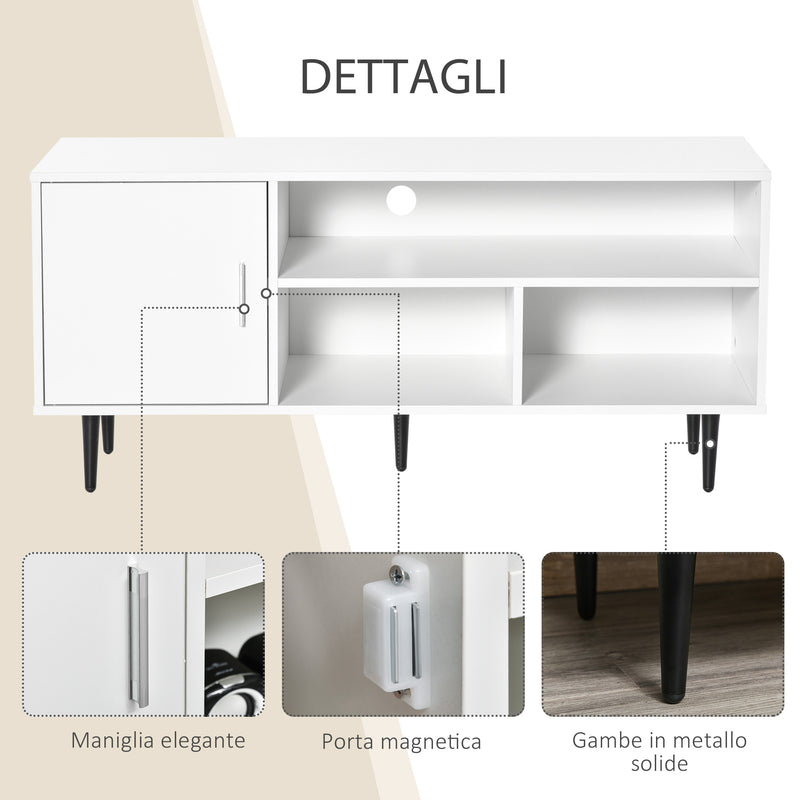 Mobile TV 1 Anta 3 Ripiani 120x40x55 cm in MDF Bianco