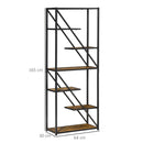 Libreria a Muro 6 Ripiani 64x30x165 cm in Truciolare e Metallo Marrone e Nero