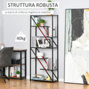 Libreria a Muro 6 Ripiani 64x30x165 cm in Truciolare e Metallo Marrone e Nero