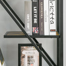 Libreria a Muro 6 Ripiani 64x30x165 cm in Truciolare e Metallo Marrone e Nero