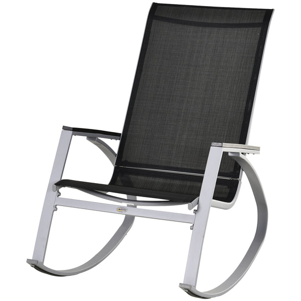 Rocking Chair de jardin 107x60x93 cm en métal et tissu noir online