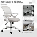 Sedia Poltrona Operativa da Ufficio 61x61x89-99 cm in Tessuto Grigio