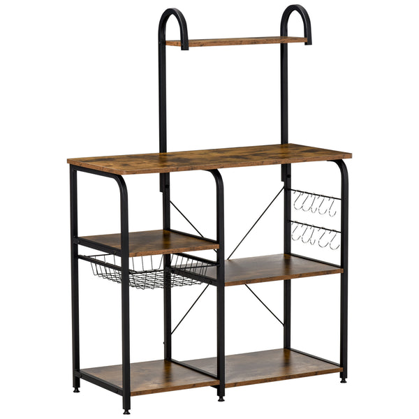 sconto Meuble de Cuisine 4 Étagères 90x40x132 cm en Métal et Bois Brun Rustique