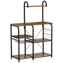 Mobile Cucina 4 Ripiani 90x40x132 cm in Metallo e Legno Marrone Rustico