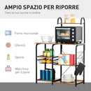 Mobile Cucina 4 Ripiani 90x40x132 cm in Metallo e Legno Marrone Rustico