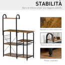 Mobile Cucina 4 Ripiani 90x40x132 cm in Metallo e Legno Marrone Rustico