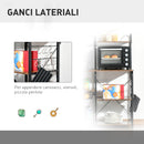 Mobile Cucina 4 Ripiani 90x40x132 cm in Metallo e Legno Marrone Rustico