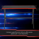 Scrivania da Gaming 120x60x76 cm in MDF e Metallo Nero