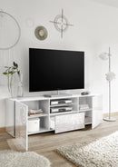 Mobile TV 1 Cassetto 2 Ante 5 Ripiani in Melaminico 180x42x57cm TFT Blossom Bianco