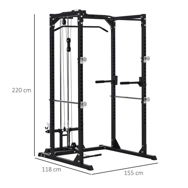Stazione Fitness Multifunzione 155x118x220 cm in Acciaio Nera