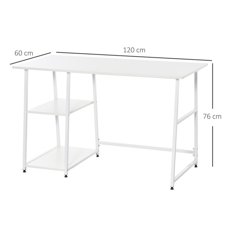 Scrivania da Ufficio 120x60x76 cm in Legno e Acciaio Bianco
