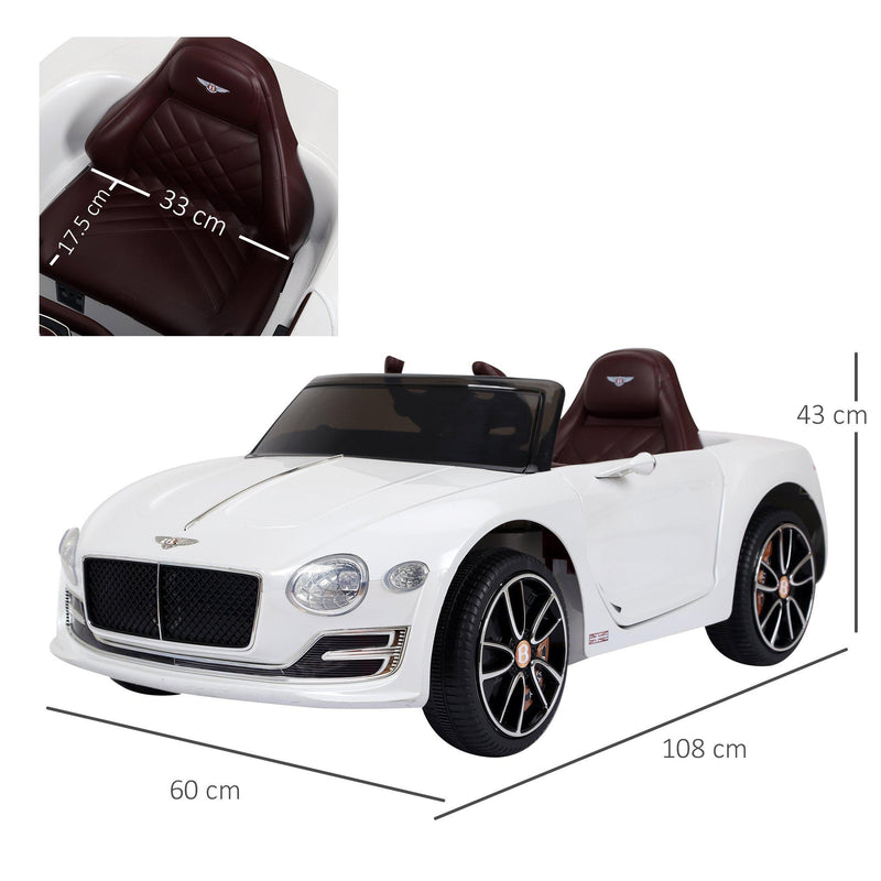 Macchina Elettrica per Bambini 6V con Licenza Bentley Bianca