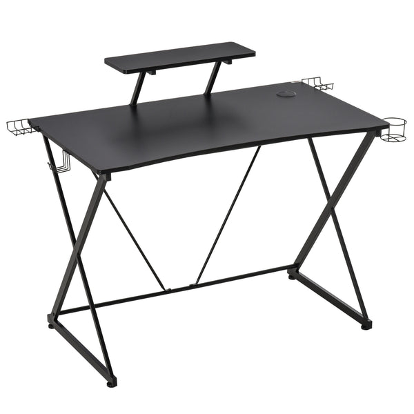 sconto Bureau de jeu 106x60x93,5 cm avec MDF et étagère en métal noir
