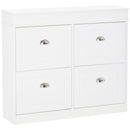 Scarpiera 4 Cassetti a Ribalta 32 Paia 98x24x83 cm in Legno Bianco