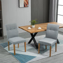 Set 2 Sedie Imbottite 50x62x96 cm in Tessuto Effetto Lino Grigio Chiaro