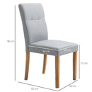 Set 2 Sedie Imbottite 50x62x96 cm in Tessuto Effetto Lino Grigio Chiaro