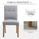 Set 2 Sedie Imbottite 50x62x96 cm in Tessuto Effetto Lino Grigio Chiaro