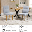 Set 2 Sedie Imbottite 50x62x96 cm in Tessuto Effetto Lino Grigio Chiaro