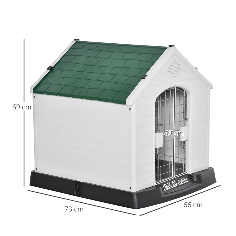 Cuccia per Cani Taglia Piccola 66x73x69 cm con Cancelletto Rimovibile Bianca e Verde