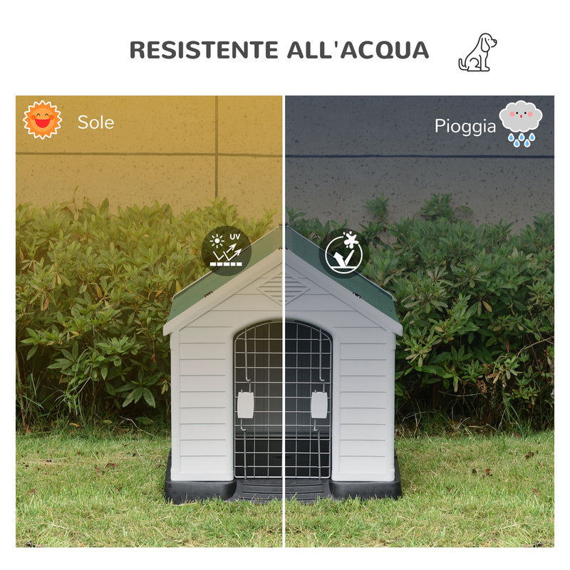Cuccia per Cani Taglia Piccola 66x73x69 cm con Cancelletto Rimovibile Bianca e Verde