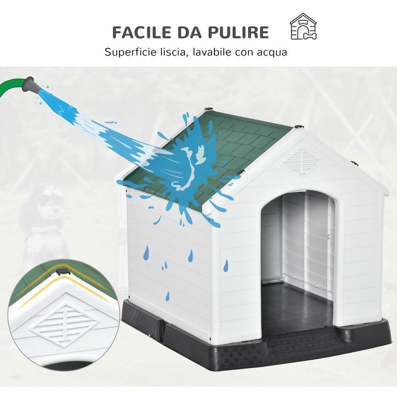 Cuccia per Cani Taglia Piccola 66x73x69 cm con Cancelletto Rimovibile Bianca e Verde