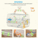 Gabbia per Criceti e Roditori 70x45x44 cm Tetto Apribile Trasparente