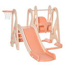 Scivolo per Bambini 158x117x97 cm con Altalena e Canestro Beige