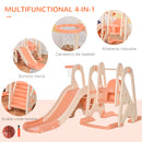 Scivolo per Bambini 158x117x97 cm con Altalena e Canestro Beige