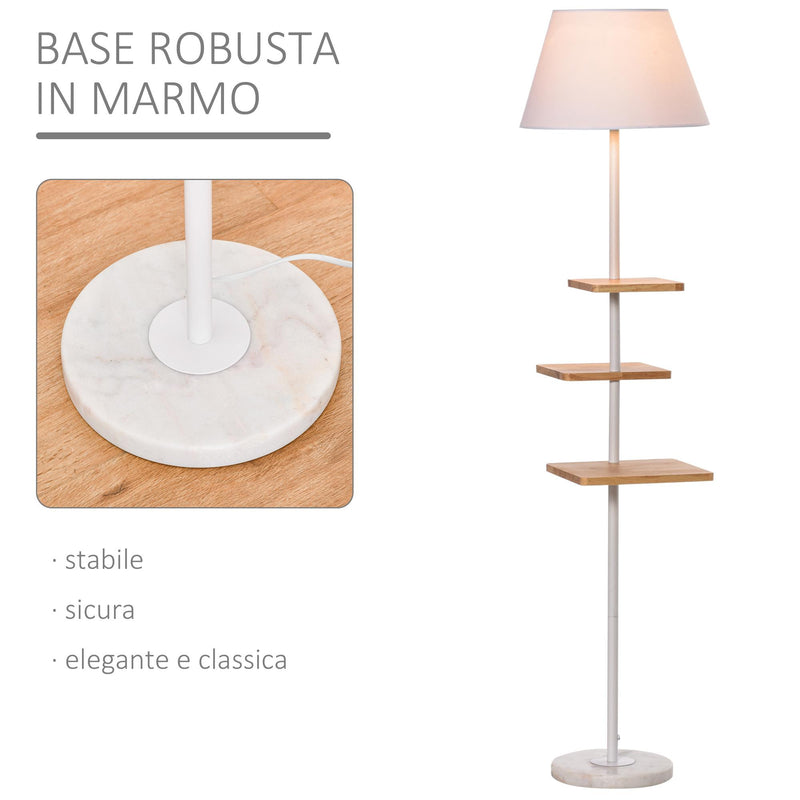 Lampada da Terra Ø38x155 cm E27 40W Base in Marmo Bianco
