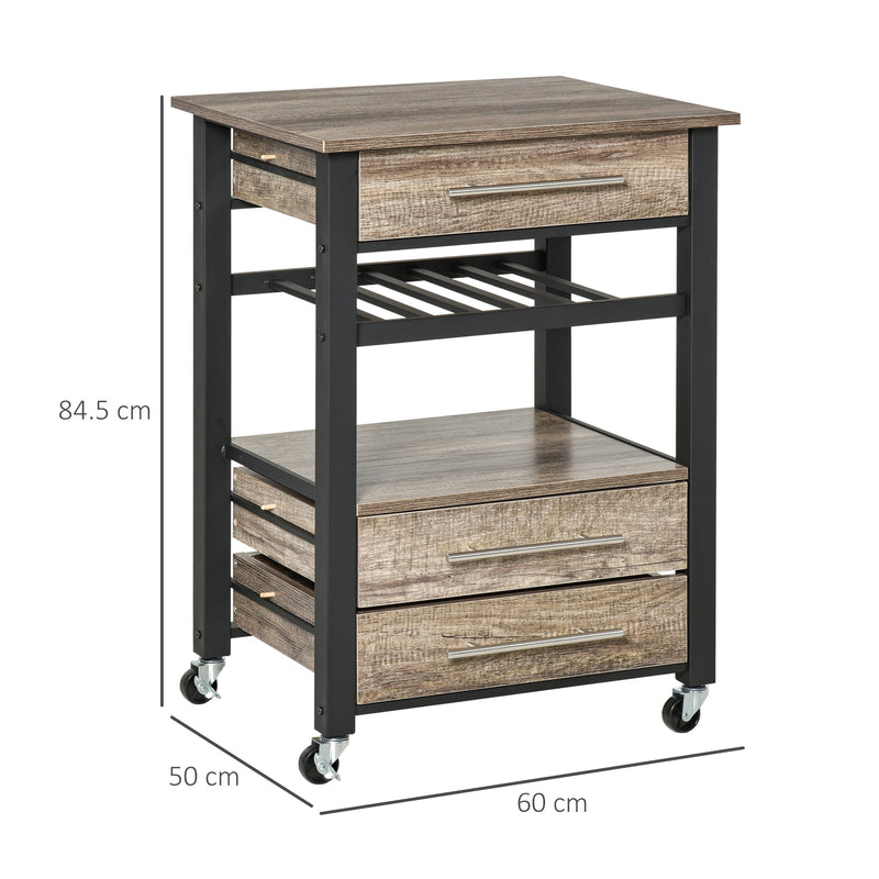 Carrello da Cucina 60x50x84,5 cm in Legno Truciolato Marrone