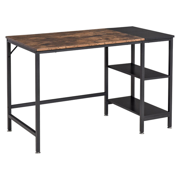 acquista Bureau 120x60x76 cm 2 étagères en métal et aggloméré marron et noir