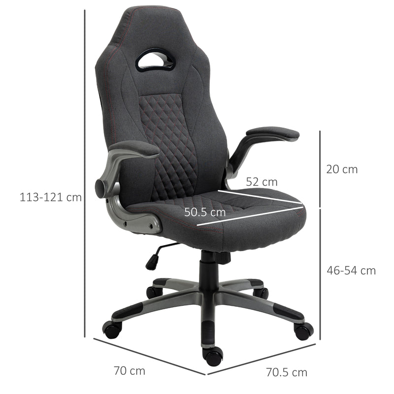Sedia da Gaming Ergonomica 70,5x70x113-121 in Tessuto Grigio