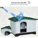 Cuccia per Cani Taglia Piccola 91x69x66 cm con Cancelletto Rimovibile Bianca e Verde