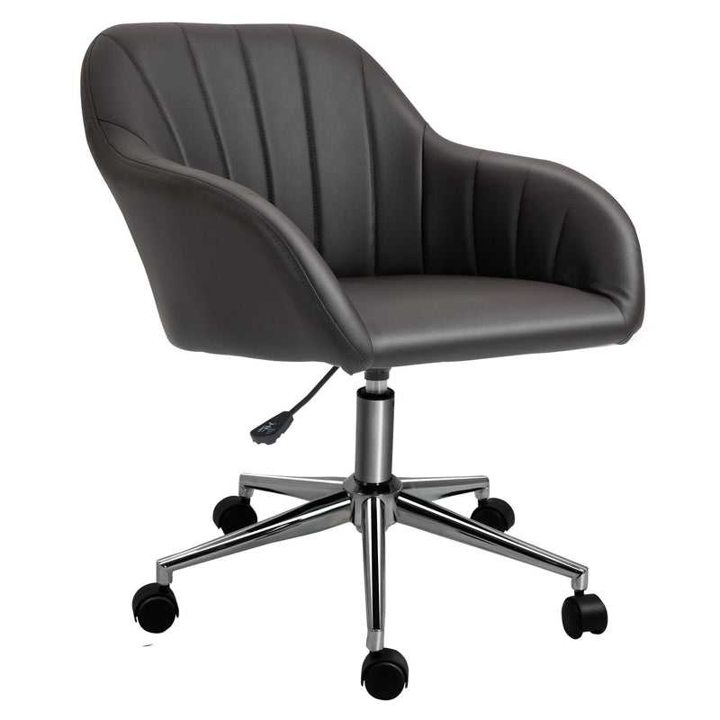 Sedia Poltrona Operativa da Ufficio 60x59x79-89 cm in Similpelle Marrone