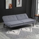 Divano Letto 3 Posti 195x84x82 cm in Tessuto Effetto Lino Grigio