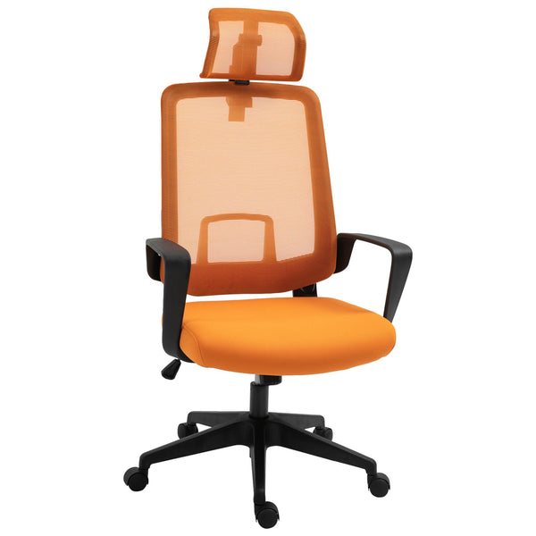 acquista Chaise de bureau de direction 63,5x63x116,5-125,5 cm en tissu orange