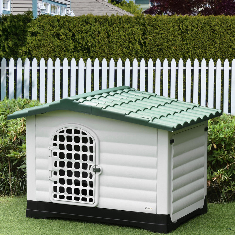 Cuccia per Cani Taglia Piccola 111x84x80 cm in Plastica Bianca e Verde